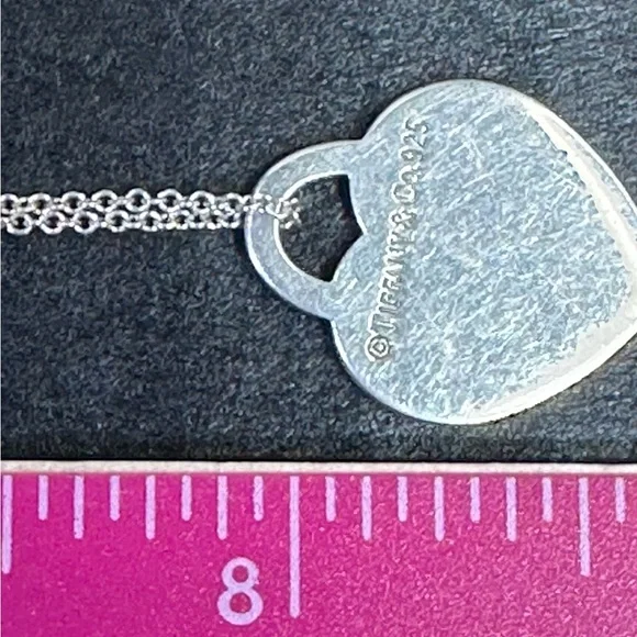 Tiffany & Co. 925 Sterling Silver Heart Pendant Necklace 16” Lot 28